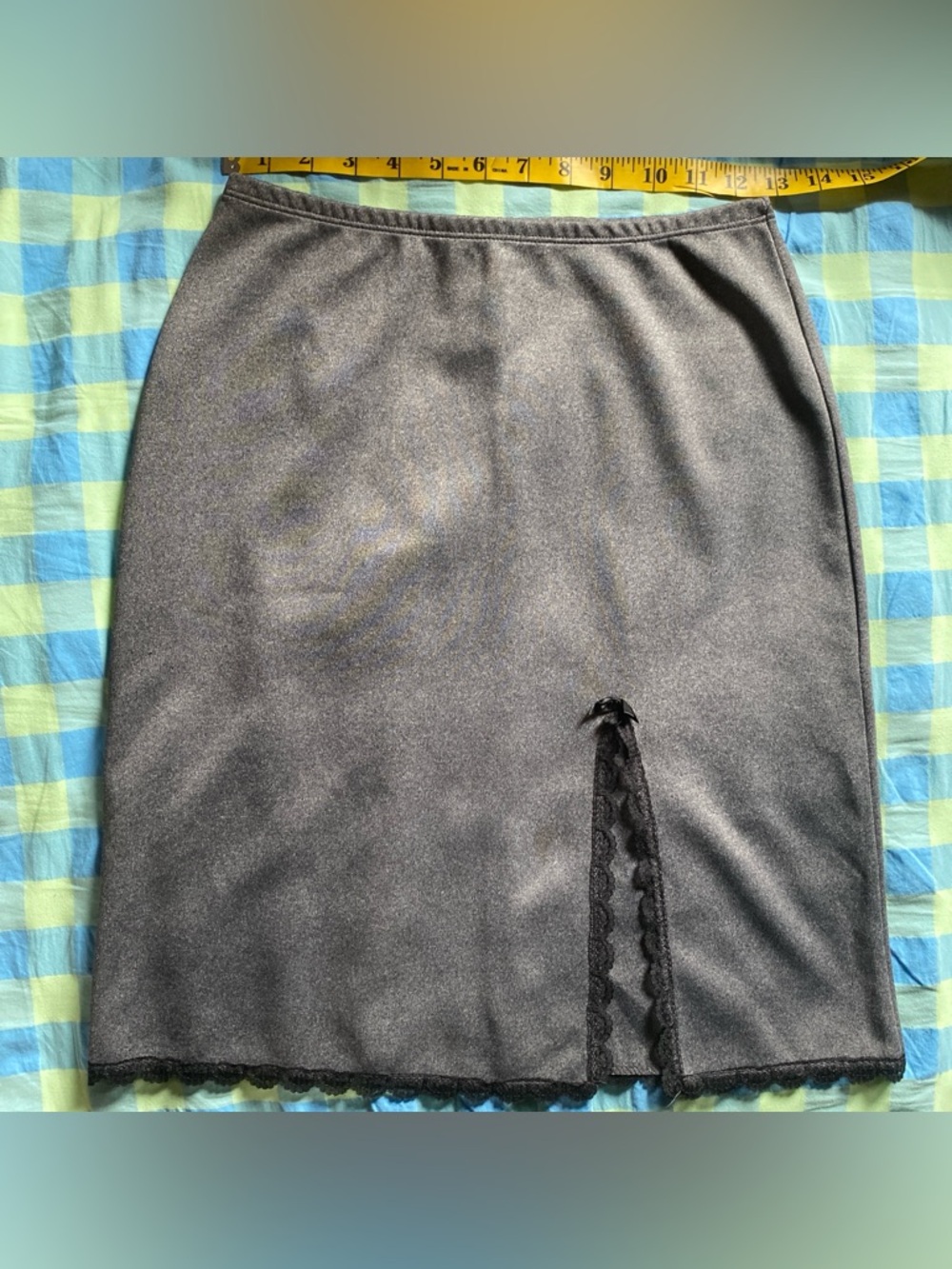Gray Skirt with Lace Trim